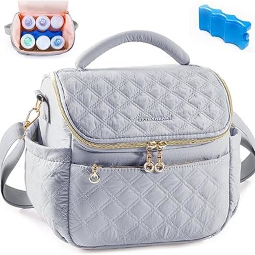 SFYBYHEART Breastmilk Cooler Travel Bag with Ice Pack for 6 Baby Bottles Up to 9 Ounce - Insulated Bottle bag for Daycare - Breastmilk Storage Bag - Baby Bottle Cooler Bag - Bottle Holder