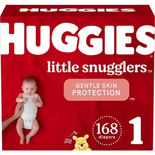 Diapers Size 1 - Huggies Little Snugglers Disposable Baby Diapers, 168ct, Mega Colossal Pack