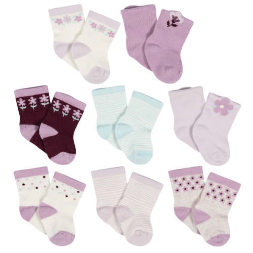 8-Pack Baby Girls Lavender Garden Jersey Wiggle Proof® Socks – Gerber Childrenswear