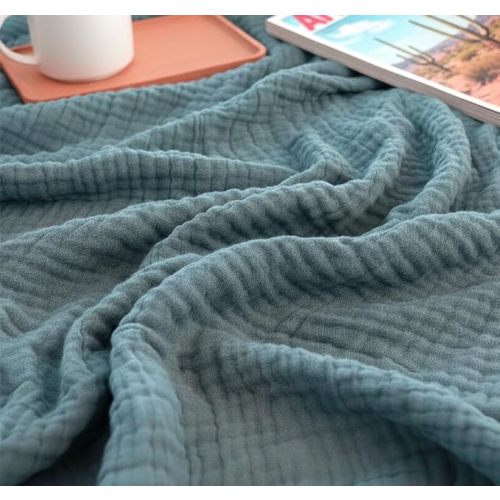 Organic Cotton Muslin Blanket - Slate Blue