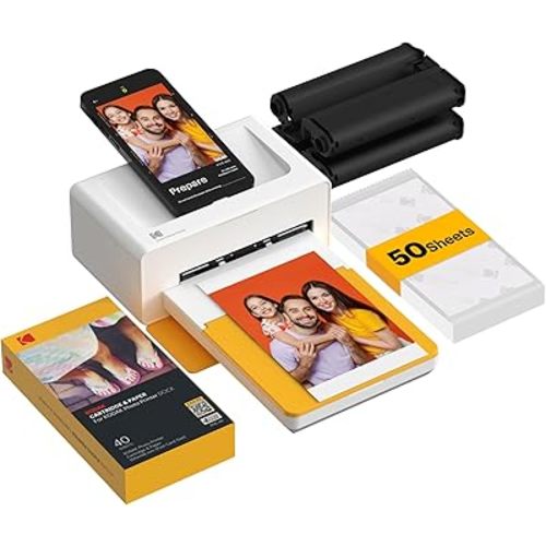KODAK Dock Plus 4x6'' Photo Printer, 50 Sheets, Docking & Bluetooth Smartphone Printer for iPhone & Android, Instant Color Prints, 4PASS Dye Sublimation