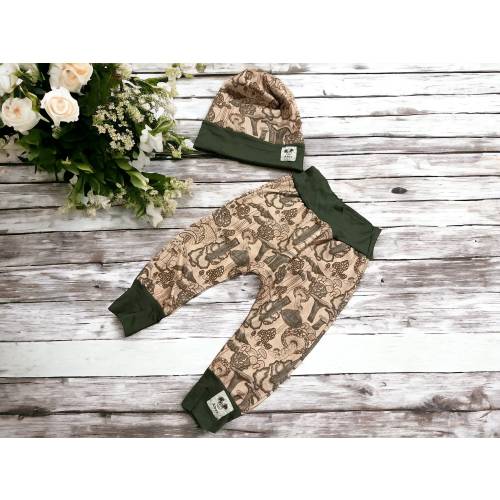 Organic knit cotton Mushroom baby set, 3-6 months