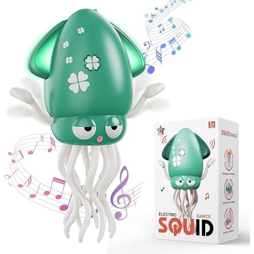 Dancing Octopus Baby Toy, Electric Crawling Octopus Tummy Time Toy, Rechargeable Dancing Music Squid for Kids Age 3-8, Gifts for 3 4 5 6 7 8 Year Old Girls Boys