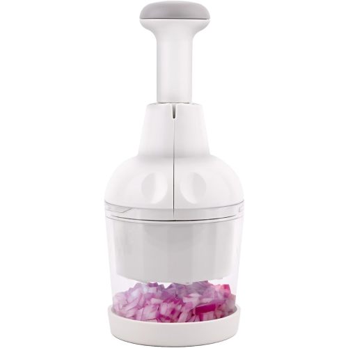 Vegetable Chopper, Food Chopper Manual Hand, Onion, Salad, Garlic, Nut & Veggie Cutter, Dishwasher Safe, White