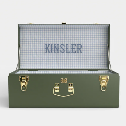 Petite Trunk - Green - Picnic in Blue / Embroidery