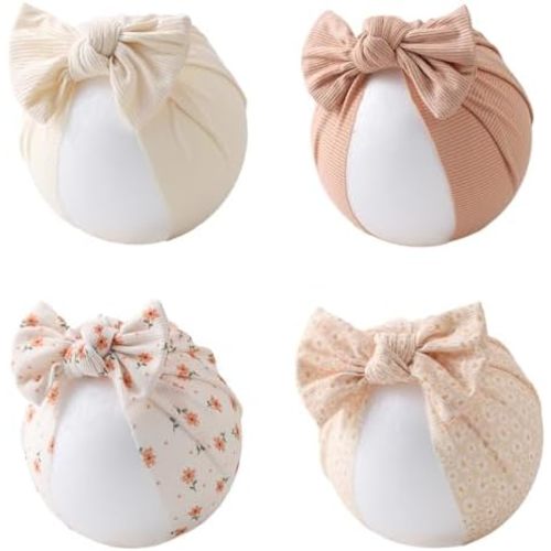 Baby Girls Hair Bow Knot Turban Hat Newborn Hospital Hats Infant Toddler Head Wrap Beanie Cap