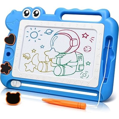 AiTuiTui Magnetic Drawing Board Toddler Toys Gift for Girls Boys, Color Sketch Writing Scribble Doodle Pad Travel Games, Educational Learning Kids Toys for Birthday or Valentine (Blue)