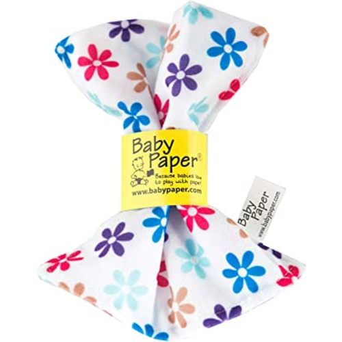 Original Baby Paper - Crinkle Teether and Sensory Toy for Babies and Infants | Flower Print | Non-Toxic, Washable | Great for Baby Showers