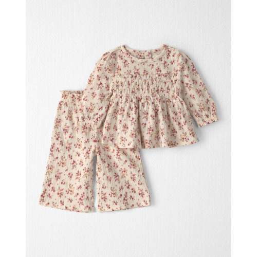 12 Month Baby Girl 2-Piece Organic Cotton Smocked Top & Pant Set - Little Planet | Carter's