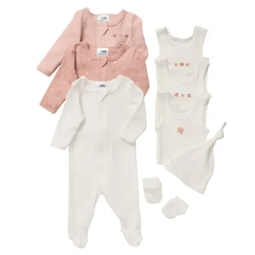 4baby Newborn 8 Piece Set Flower Pink | Baby Bunting AU