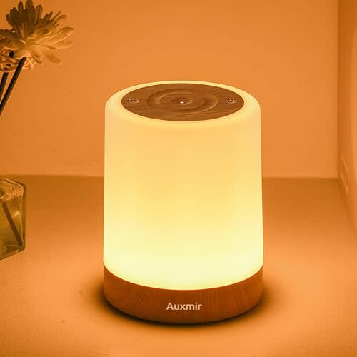 Auxmir Nursery Night Light, Rechargeable 256 RGB Lamp with Timer, Brown