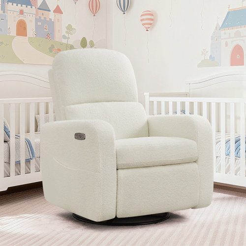 Latitude Run® Reiby Modern Upholstered Manual Recliner Nursery Chair with Swivel and rocker | Wayfair