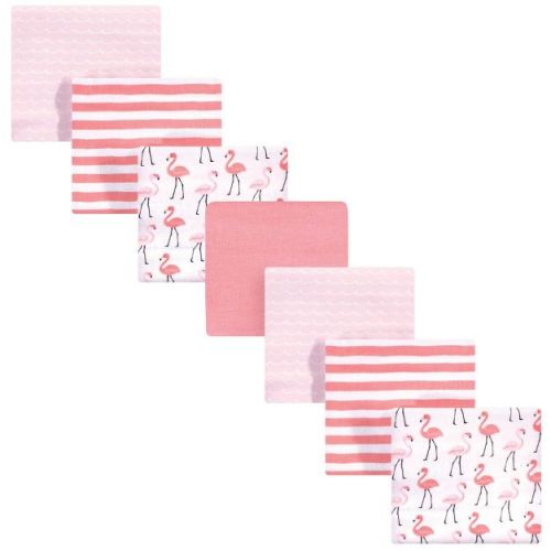 Hudson Baby Infant Girls Cotton Flannel Receiving Blankets Bundle, Flamingos, One Size