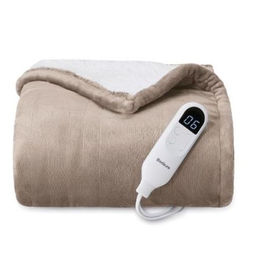 Electric Heated Blanket Solid Flannel Twin Size Grey - Bedsure