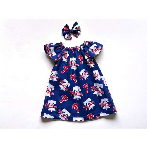 Philadelphia Phillies Dress, MLB Phillies Dress, Major League Baseball, Girls Baseball Dress, Toddler Dress,  Matching Hairbow