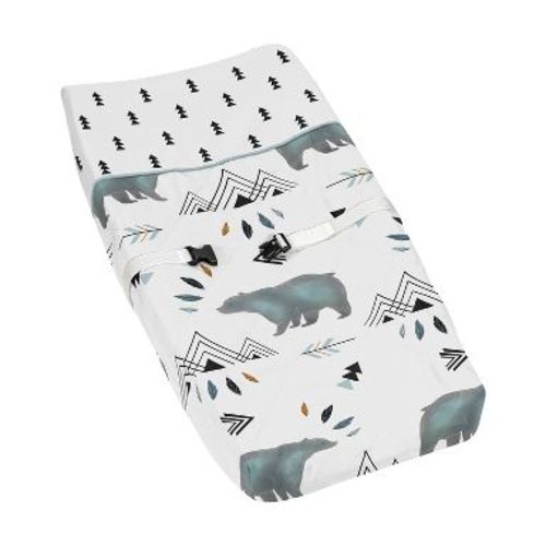 Sweet Jojo Designs Changing Pad Cover Boy Bear Mountain Blue Black and White