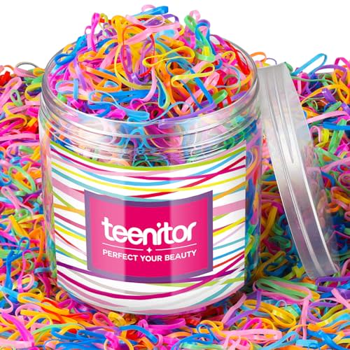 Teenitor Color Elastic Hair Bands, Hair Ties,2000pcs Multi Color Hair Holder Hair Tie Elastic Rubber Bands for Baby Girls
