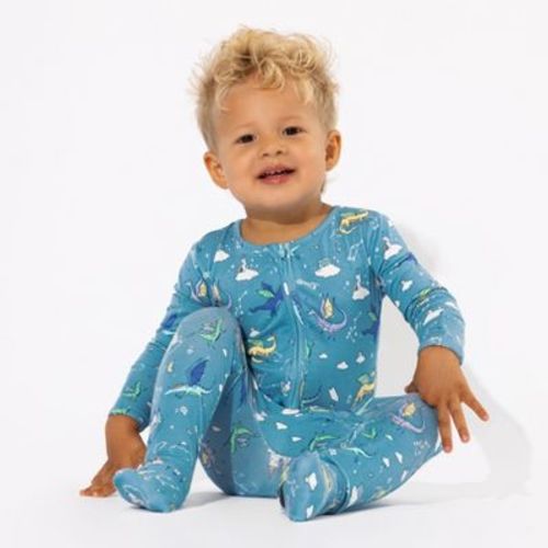 Bellabu Bear Baby Dragon Dreams Bamboo Convertible Footie Blue 6-9 Months