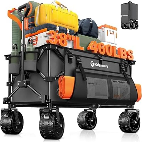 Originsure 220L Collapsible Beach Wagon Cart with Big Wheels, 460lbs, Grey