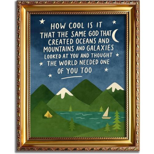 Same God Creation Framed Wall Art, Blue Mountain Nursery Decor, 10x8in