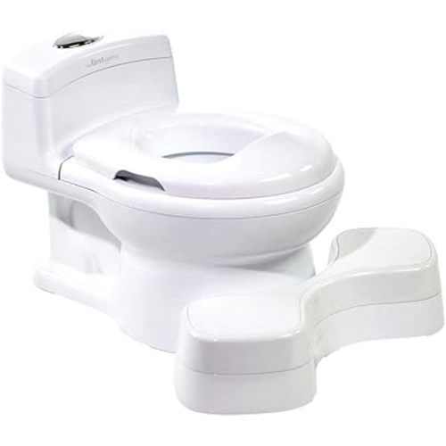 The First Years Super Pooper Potty Training Toilet Plus Potty Seat with Foot Rest — White — 2-in-1 Toddler Toilet Seat and Potty Chair