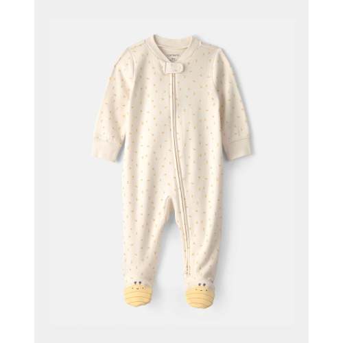 Baby Girl Bee 100% Cotton 2-Way Zip Sleep & Play Pajamas - Ivory | Carter's