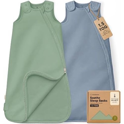KeaBabies 2-Pack Organic Baby Sleep Sacks, 100% Cotton 0.5TOG