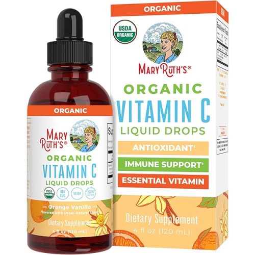 MARYRUTH'S Organic Vitamin C Supplement | Liquid Vitamin C Liquid Drops for Adults & Kids | Immune Support Supplement for Overall Health | Vegan | Non-GMO | Gluten Free | 4 Fl Oz