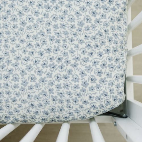 Blue Blossom Muslin Crib Sheet