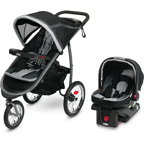 Graco FastAction Fold Jogger Travel System | Includes the FastAction Fold Jogging Stroller and SnugRide 35 Infant Car Seat, Gotham