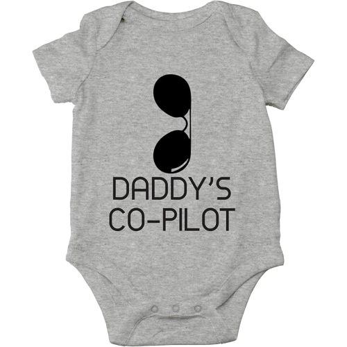 AW Fashions Daddy's Co-Pilot Baby Bodysuit Funny Cute Infant Newborn Coming Home Outfit Boys Girls Unisex