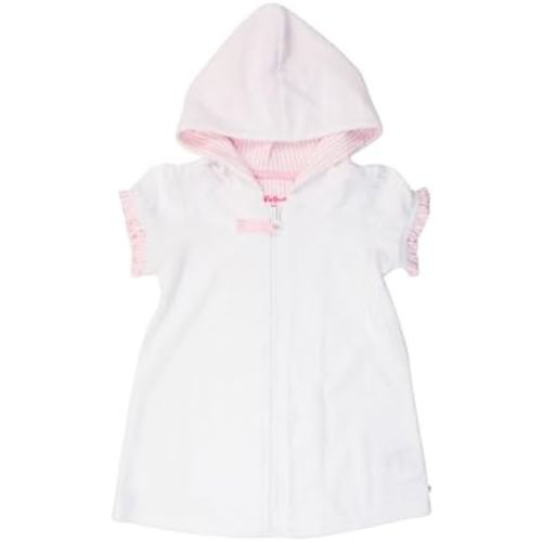 RuffleButts Girls Terry Knit Full-Zip Swim Cover-Up Dress - White (2T)