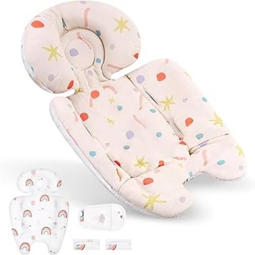 Mamaroo Infant Insert Compatible with 4moms Mamaroo & RockaRoo Swing, Mamaroo Newborn Insert with Enlarged Head & Body Support Cushion, Reversible Design, Breathable Soft Fabric with Rainbow