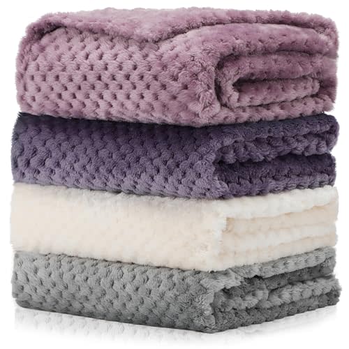Frienda 4 Pcs Baby Fuzzy Blanket Fluffy Baby Blanket for Boys Girls Soft Warm Infant Newborn Toddler Receiving Nursery Bed Supplies, 32 x 24 Inch(Purple Color)