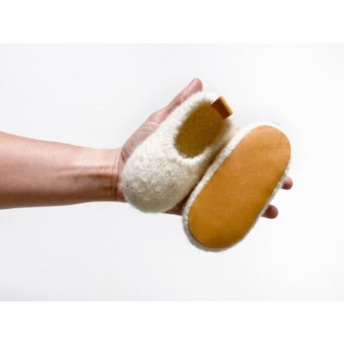 Cream Baby Booties Felt Baby Shoes Leather Baby Shower - Etsy