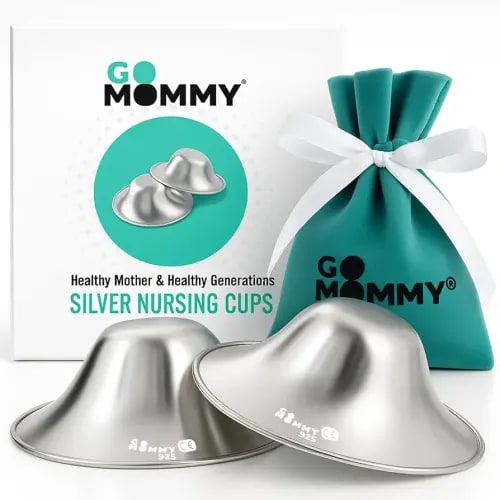 The Original Silver Nursing Cups, Nipple Covers for Nursing Newborn, Nipple Protector for Breastfeeding, No Need Nipple Cream, Newborn Essentials Must Haves