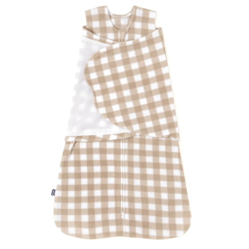 Tan Gingham Micro-Fleece Swaddle Newborn | HALO