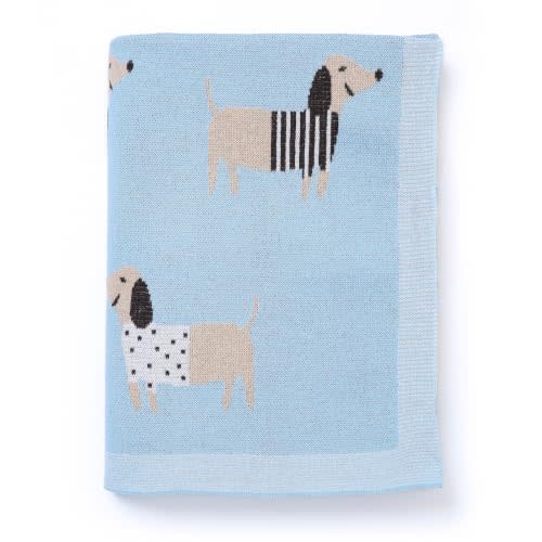 Baby Blanket 100% Cotton Soft Cooling Summer Receiving Swaddle Blankets for Boy Girl-Blue Dachshund Puppy Dog 40x30in