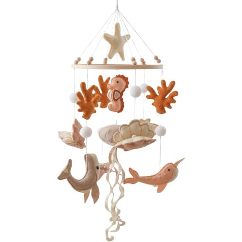 Ocean Baby Crib Mobile, Handmade Felt Seahorse Nursery Decor