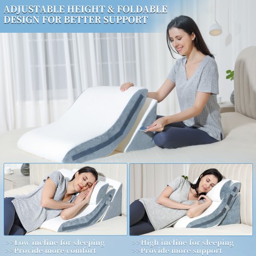 Wedge Pillow for Sleeping Orthopedic Bed Wedge Pillow Set, 20-in-1 Adjustable Memory Foam Wedge Pillow Post Surgery, 3-in-1 Incline Pillows Wedges for Acid Reflux, Snoring