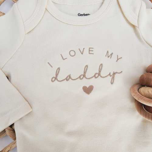 Embroidered I Love My Daddy ONESIES® brand, hello daddy ONESIES® brand, husband pregnancy announcement, Mom Dad 110