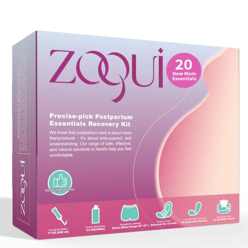 Postpartum Recovery Essentials Kit, Hospital Bag Must Haves for Mom, 20 Pcs | Peri Bottle, Cooling Spray, Disposable Underwear, Postpartum Pads, Hot&Cold Packs, Perineal Cooling Pad Liners(Set)