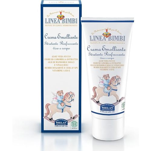 Helan Linea Bimbi- Soothing Baby Lotion for Face & Body with Vitamin E, Aloe Vera & Beeswax, Moisturizing & Refreshing Baby Cream for Delicate Skin, Baby Essentials for Newborn, Made in Italy 100fl oz