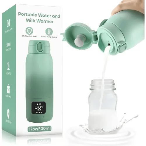 Portable Bottle Warmer for Travel,17oz Portable Milk Warmer for Baby Fast Heating,30W Fast Charge Precise Temperature Control Bottle Warmer On The Go Baby Milk Warmer for Breastmilk & Formula