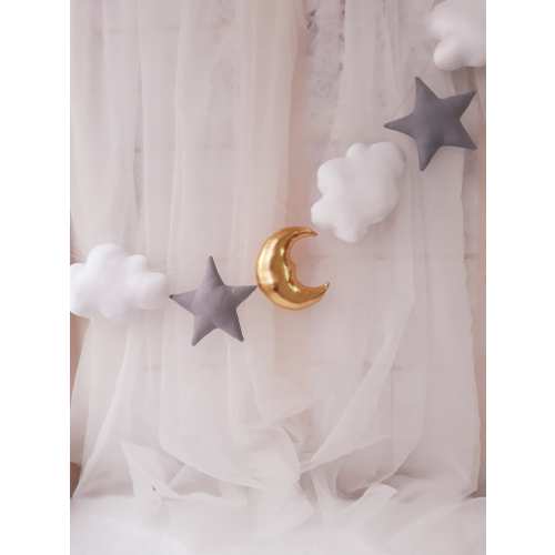 Clouds,stars,moon banner,custom color,nursery decoration,kids room decor,wall hanging,Baby Shower