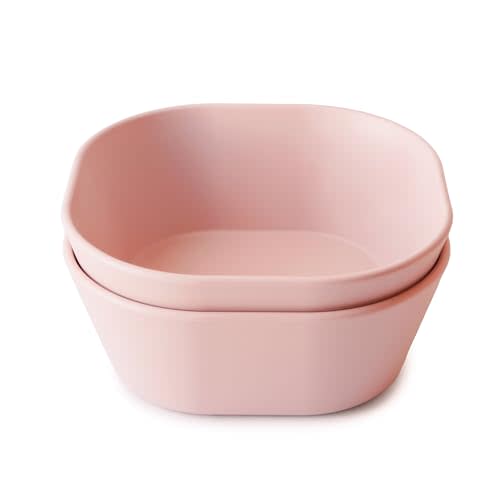 mushie Square Dinnerware Bowls for Kids | Made in Denmark, Set of 2 (Blush)