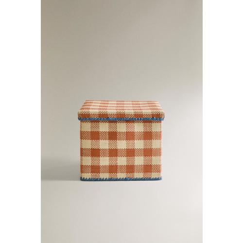 KIDS FOLDABLE CHECKERED BASKET - Mustard | ZARA United States