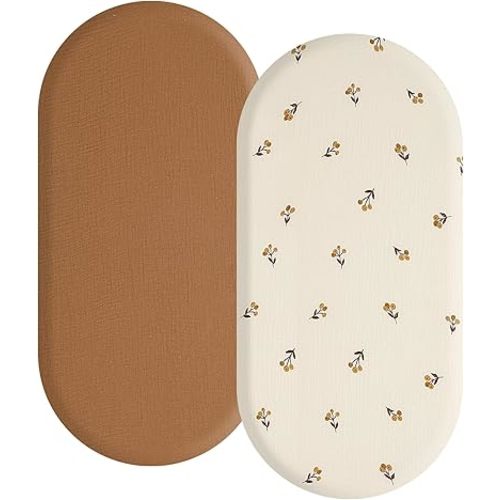 Soft Baby Bassinet Sheets Safe Fitted Bassinet Sheets Cute Moses Basket Sheets Flexible Baby Bassinet Sheets Breathable Fitted Bassinet Sheets for Baby (Brown)