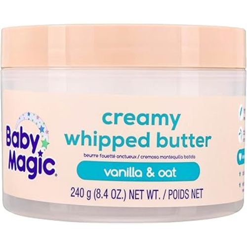 Baby Magic Creamy Whipped Butter, Vanilla & Oat, Helps Keep Skin Feeling Healthy and Baby Soft, Hypoallergenic, 8.4 fl oz.