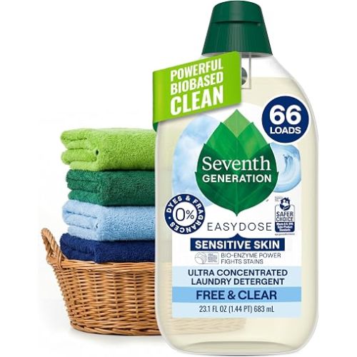 Seventh Generation Laundry Detergent, Ultra Concentrated EasyDose, Free & Clear, 23.1 Fl Oz